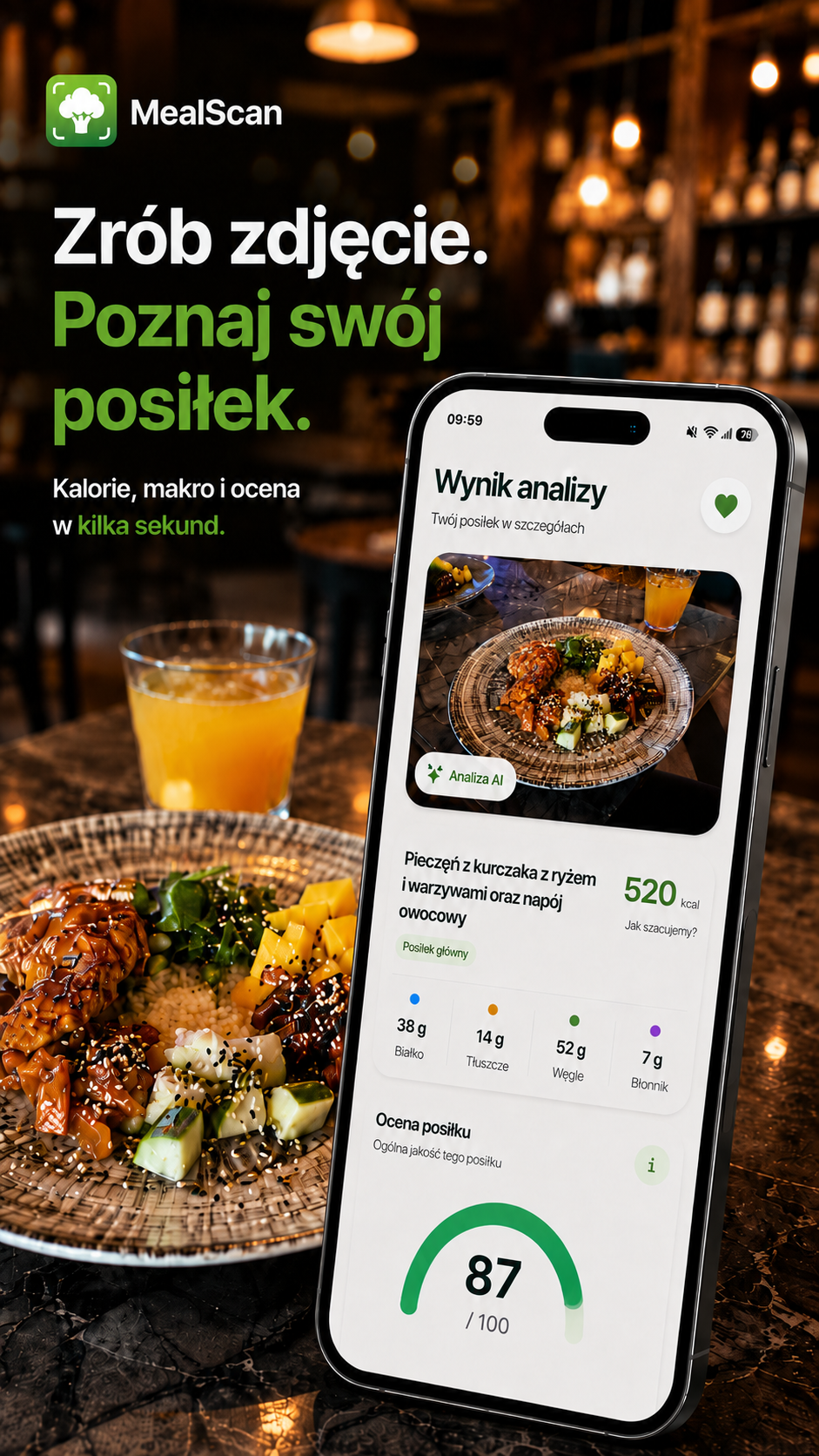 MealScan — wynik analizy posiłku